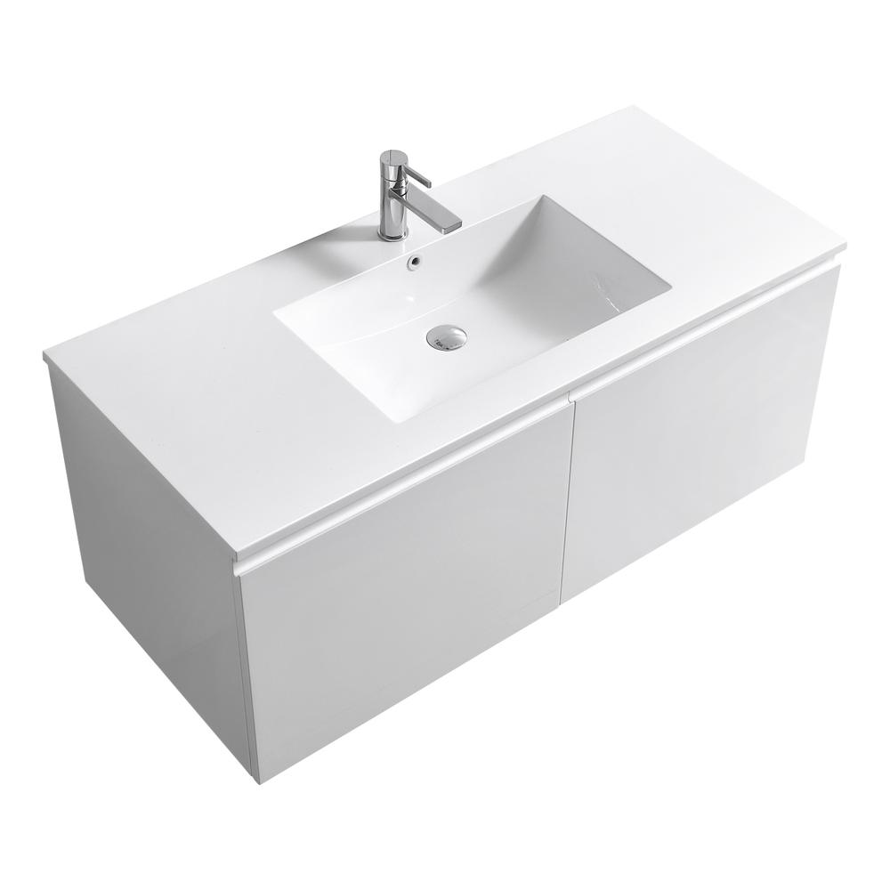 Balli 48'' Single Sink Wall Mount Modern Bathroom Vanity in Gloss White Finish. Picture 1