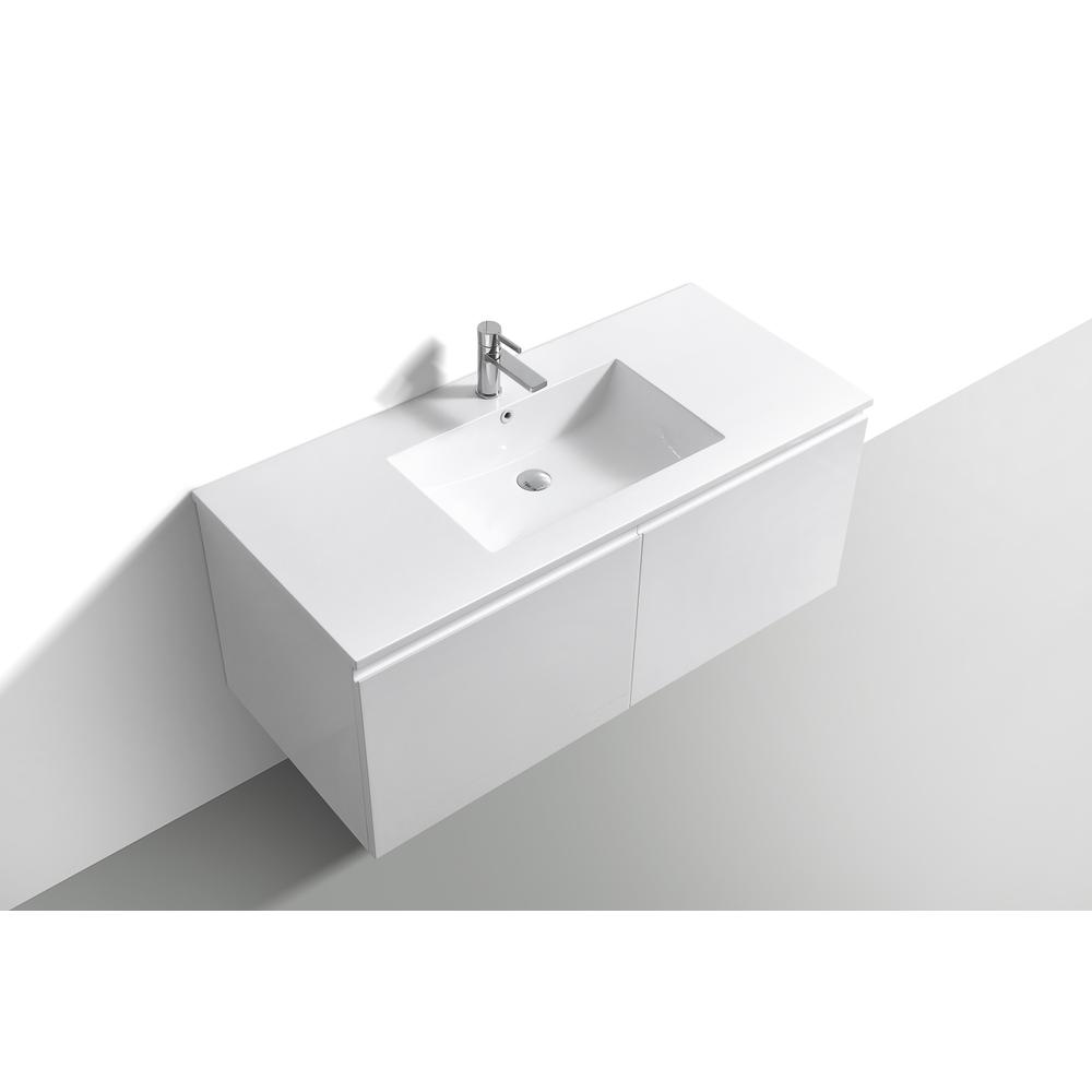 Balli 48'' Single Sink Wall Mount Modern Bathroom Vanity in Gloss White Finish. Picture 4