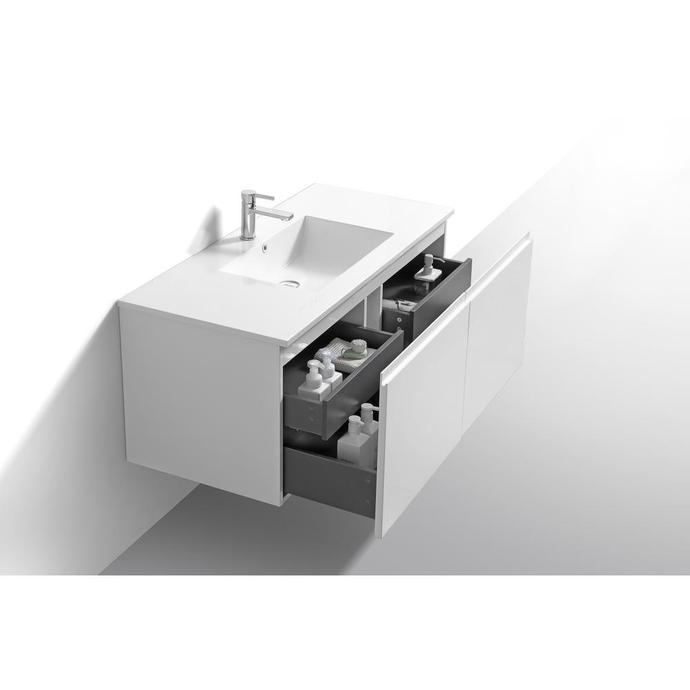 Balli 48'' Single Sink Wall Mount Modern Bathroom Vanity in Gloss White Finish. Picture 5