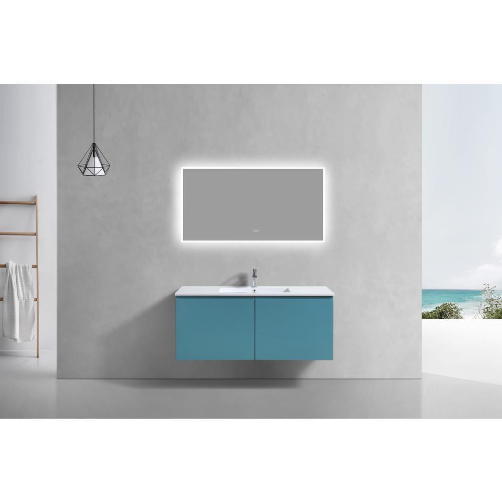Balli 48'' Single Sink Wall Mount Modern Bathroom Vanity in Teal Green Finish. Picture 3
