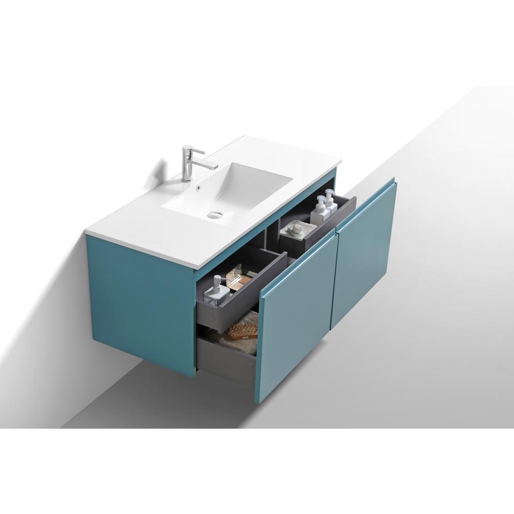 Balli 48'' Single Sink Wall Mount Modern Bathroom Vanity in Teal Green Finish. Picture 5