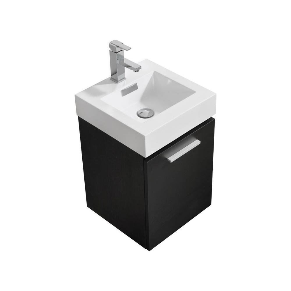 Bliss 16" Black Wall Mount Modern Bathroom Vanity. Picture 1