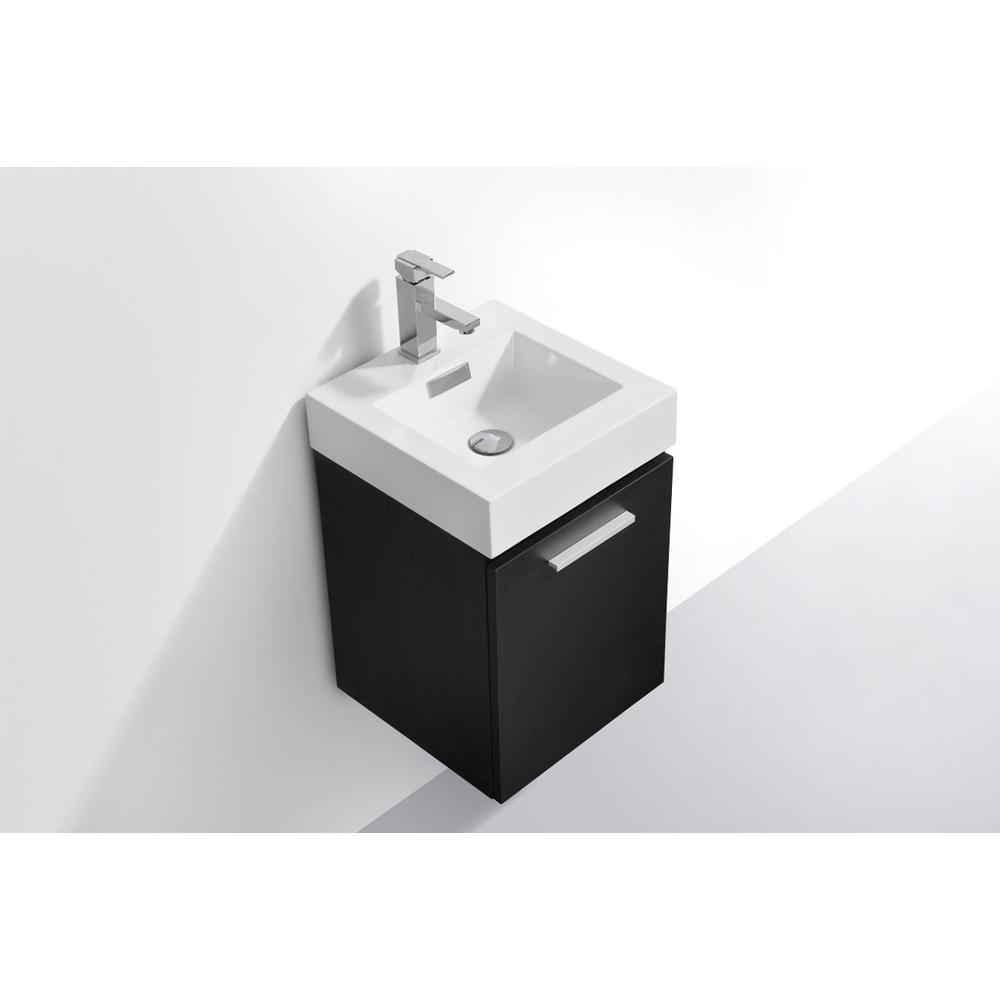 Bliss 16" Black Wall Mount Modern Bathroom Vanity. Picture 4