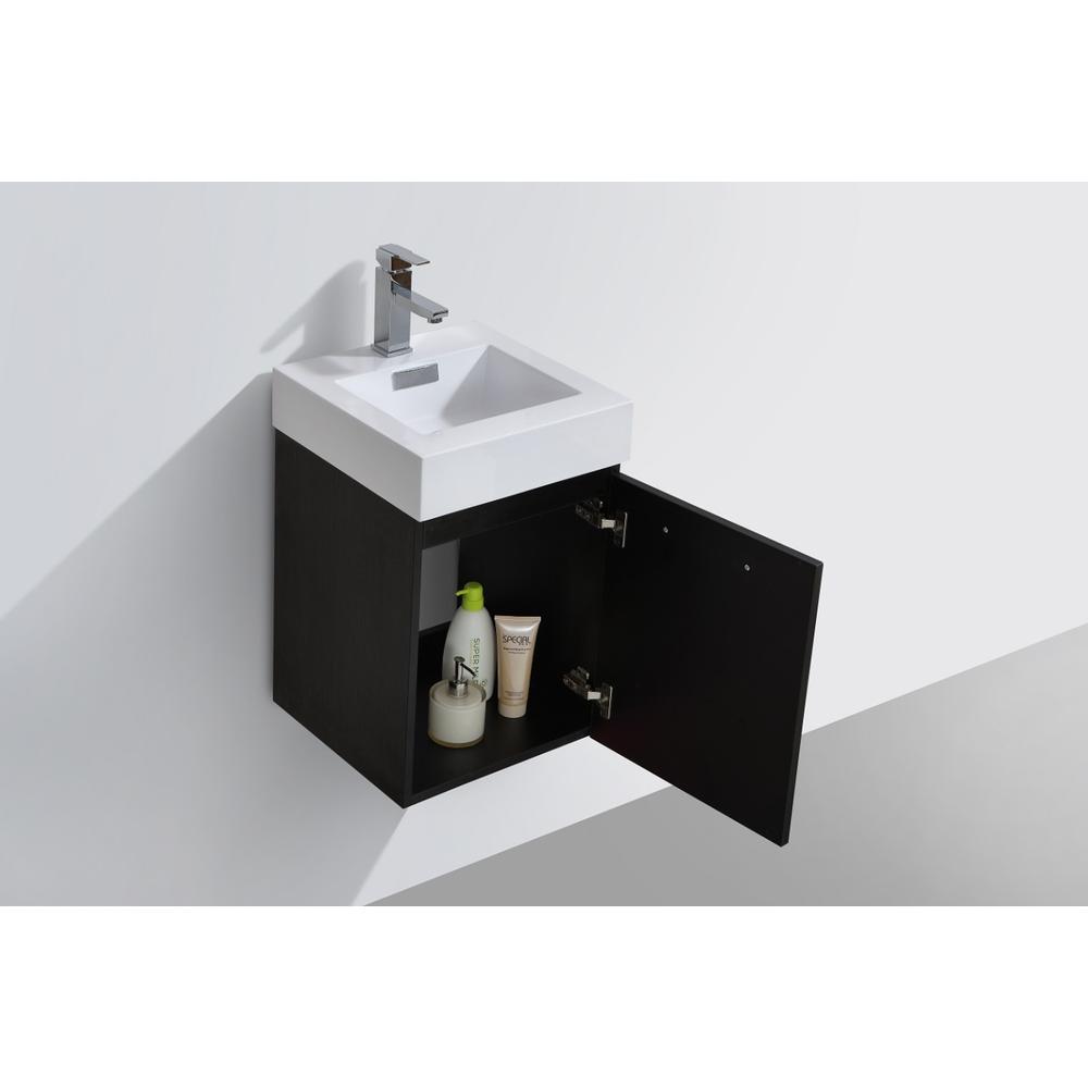 Bliss 16" Black Wall Mount Modern Bathroom Vanity. Picture 5