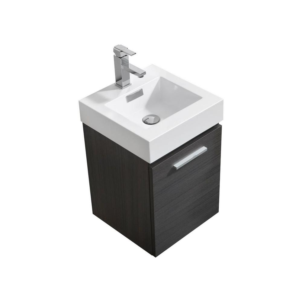 Bliss 16" Gray Oak Wall Mount Modern Bathroom Vanity. Picture 1