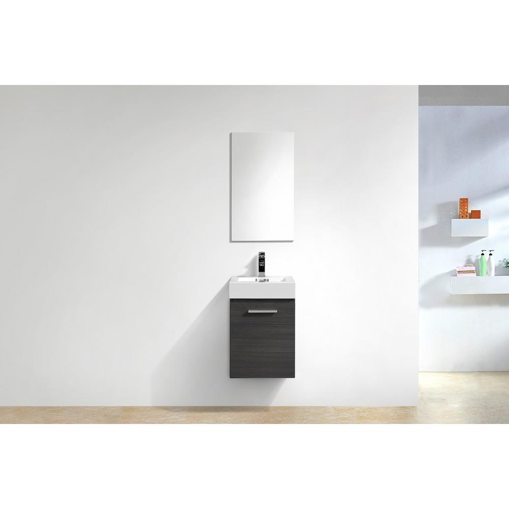 Bliss 16" Gray Oak Wall Mount Modern Bathroom Vanity. Picture 2
