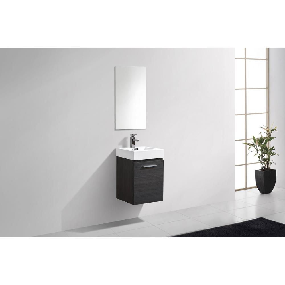Bliss 16" Gray Oak Wall Mount Modern Bathroom Vanity. Picture 3