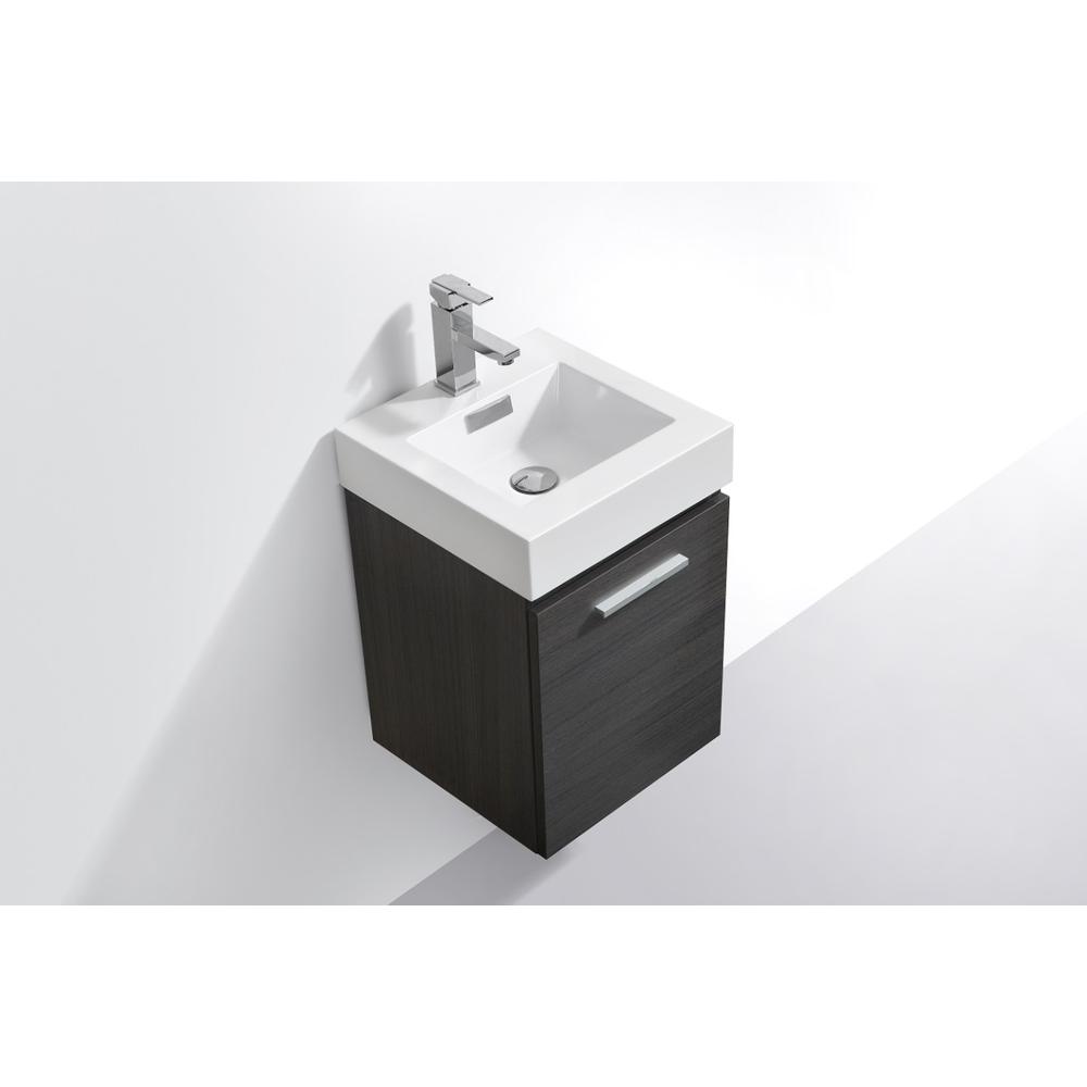 Bliss 16" Gray Oak Wall Mount Modern Bathroom Vanity. Picture 4
