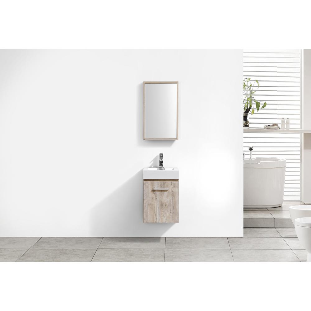 Bliss 16" Nature Wood Wall Mount Modern Bathroom Vanity. Picture 5