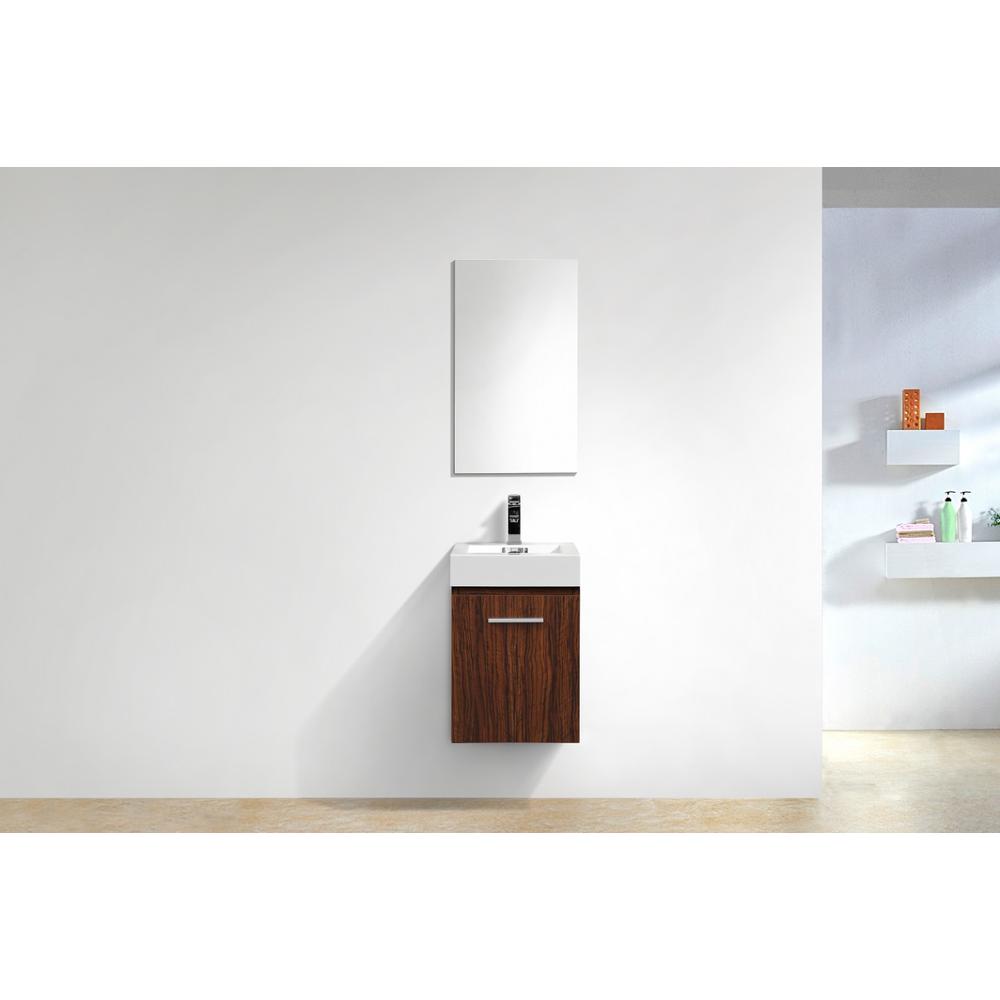 Bliss 16" Walnut Wall Mount Modern Bathroom Vanity. Picture 2