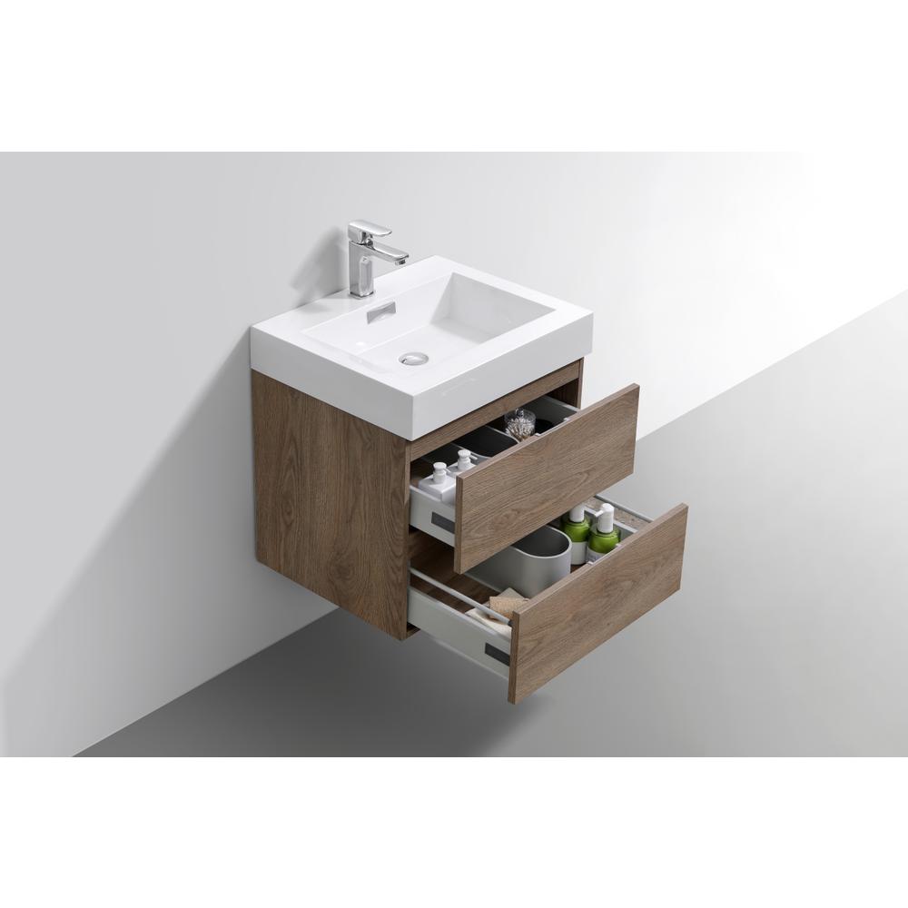 Bliss 24" Butternut Wall Mount Modern Bathroom Vanity. Picture 3