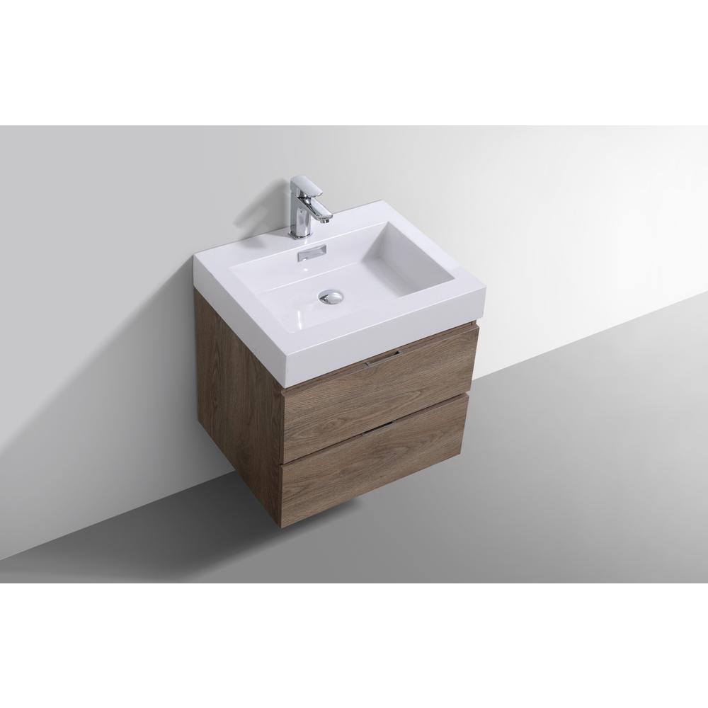 Bliss 24" Butternut Wall Mount Modern Bathroom Vanity. Picture 4