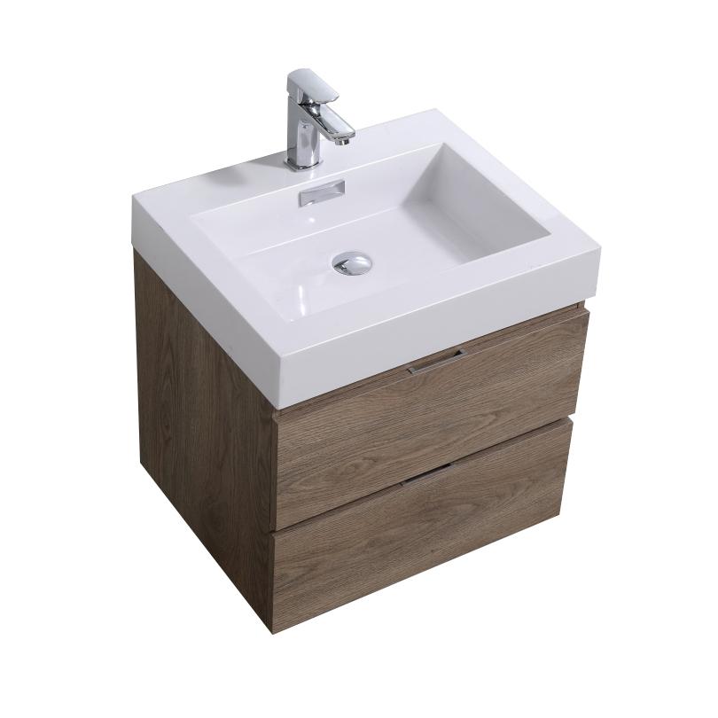 Bliss 24" Butternut Wall Mount Modern Bathroom Vanity. Picture 6
