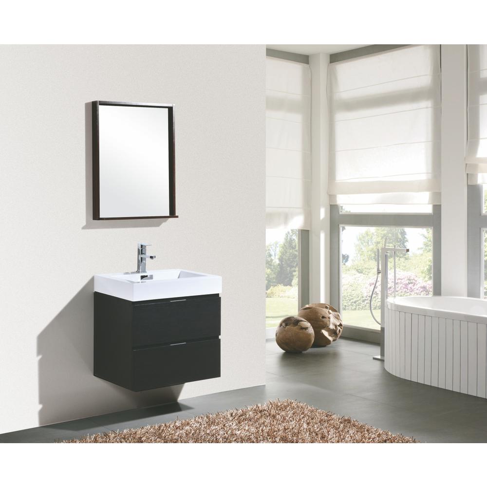 Bliss 24" Black Wall Mount Modern Bathroom Vanity. Picture 2