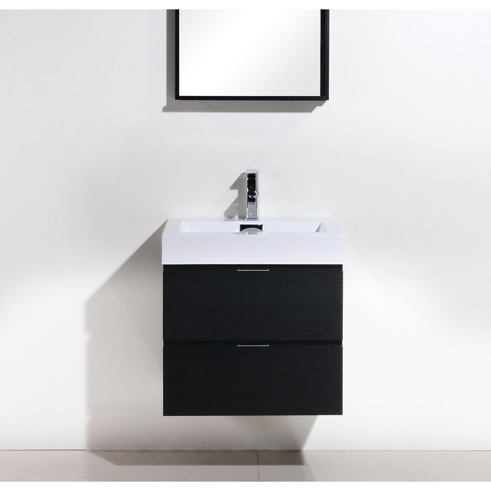 Bliss 24" Black Wall Mount Modern Bathroom Vanity. Picture 3