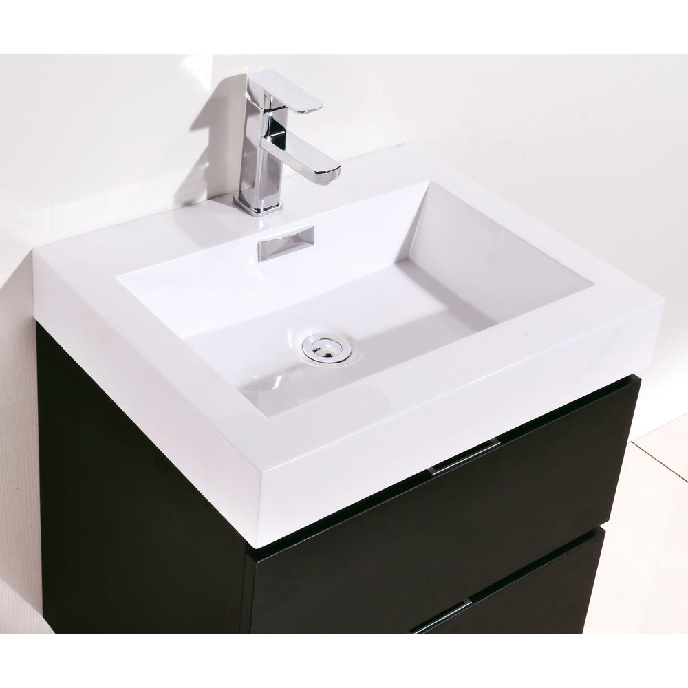 Bliss 24" Black Wall Mount Modern Bathroom Vanity. Picture 4