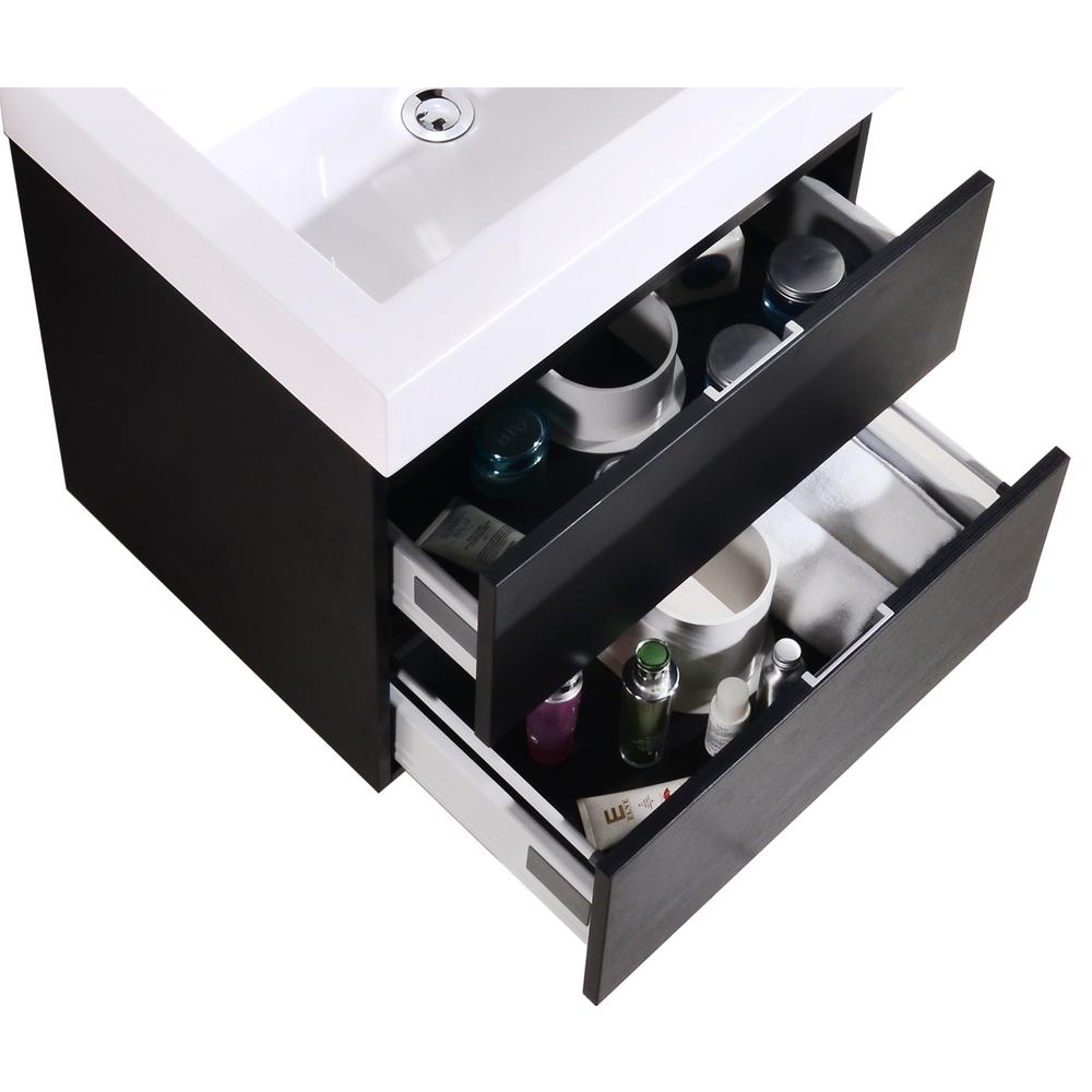 Bliss 24" Black Wall Mount Modern Bathroom Vanity. Picture 5