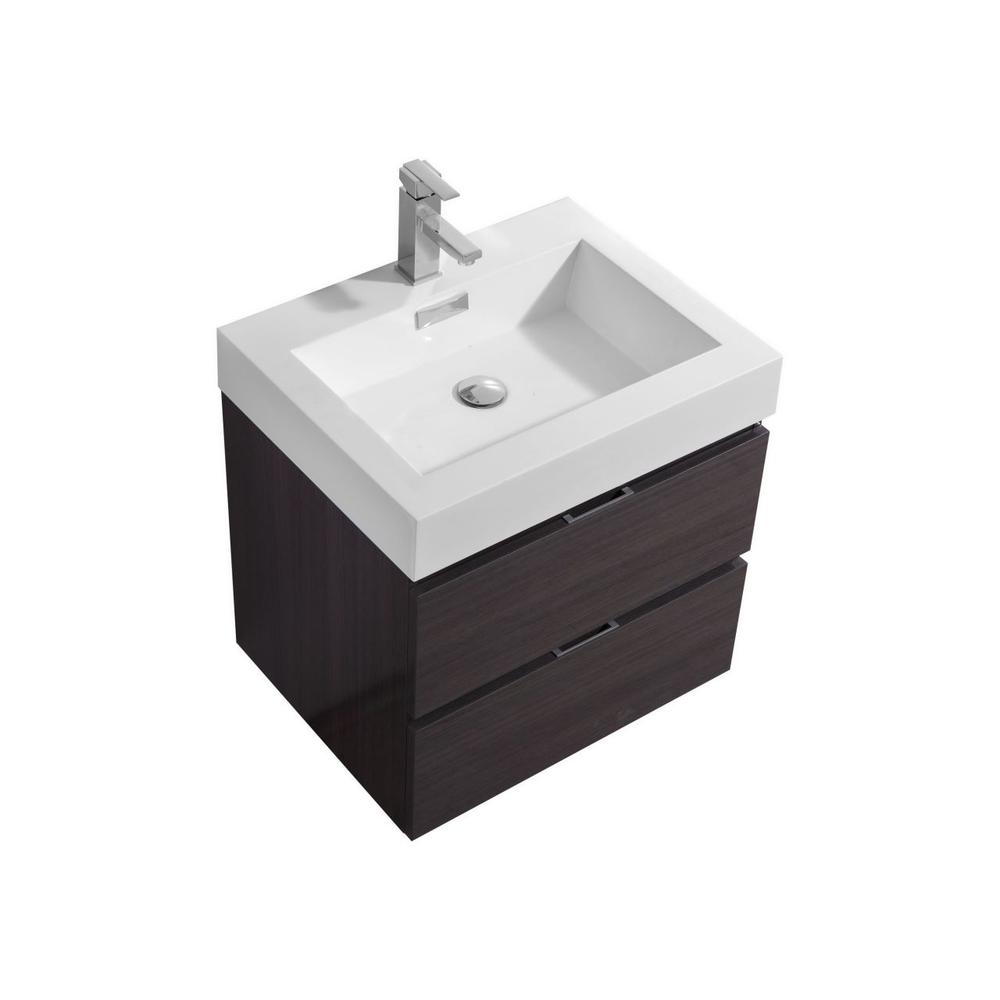 Bliss 24" High Gloss Gray Oak Wall Mount Modern Bathroom Vanity. Picture 1