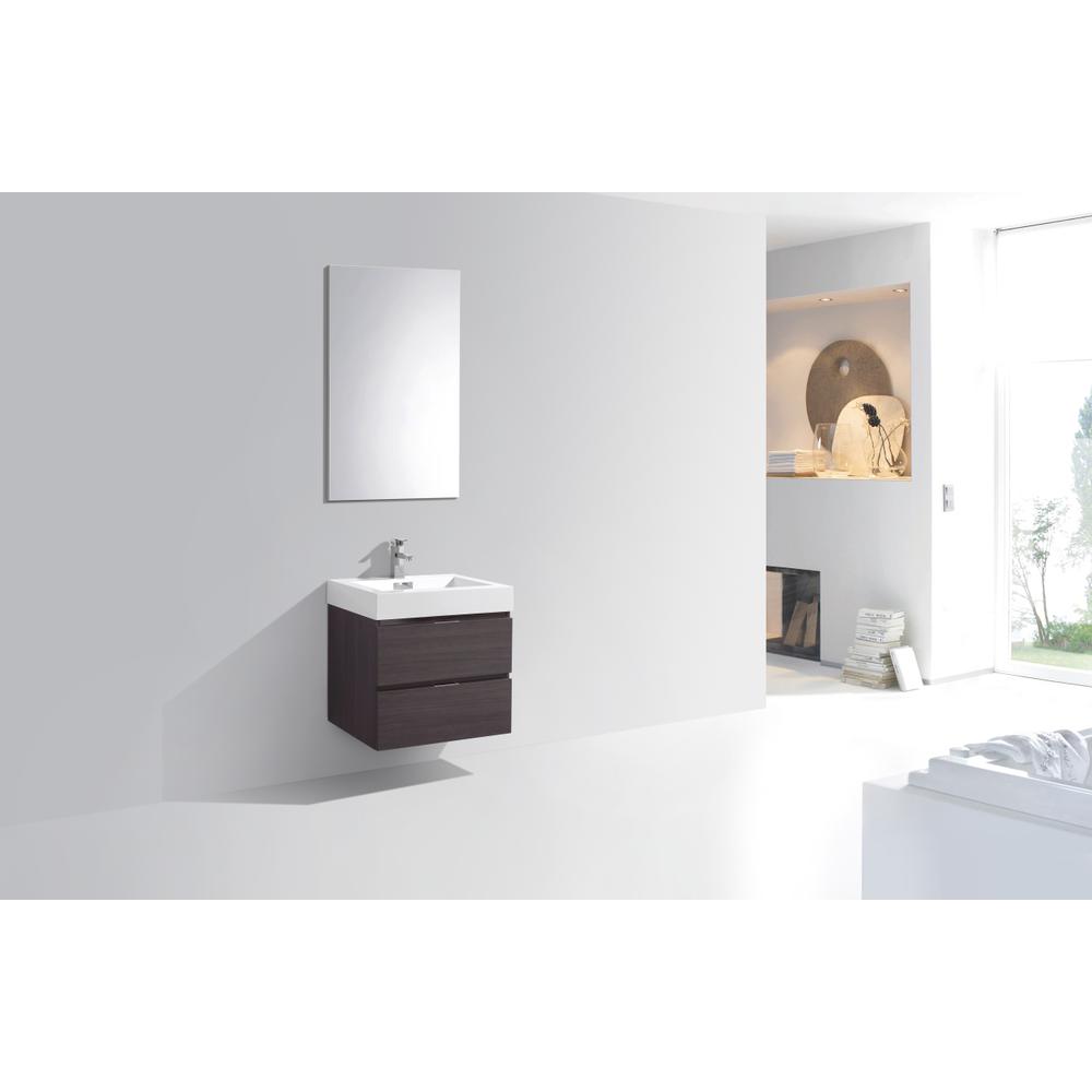 Bliss 24" High Gloss Gray Oak Wall Mount Modern Bathroom Vanity. Picture 2