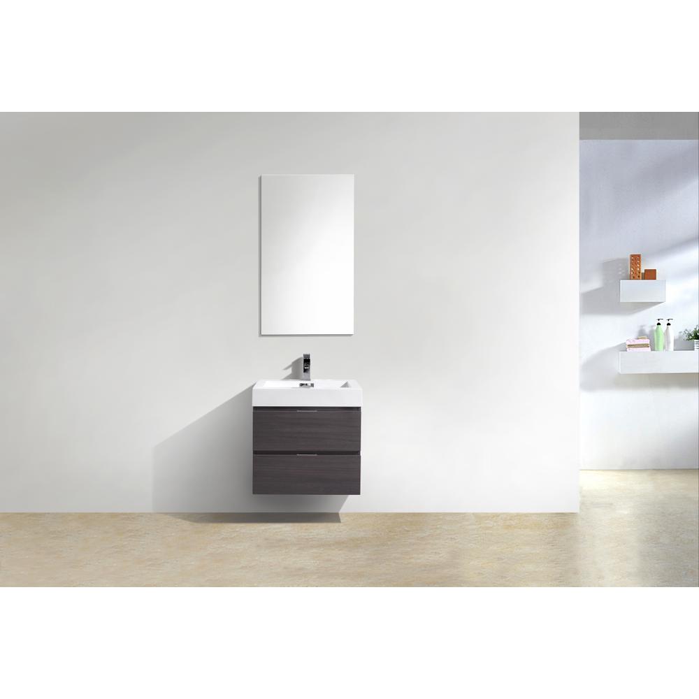 Bliss 24" High Gloss Gray Oak Wall Mount Modern Bathroom Vanity. Picture 3