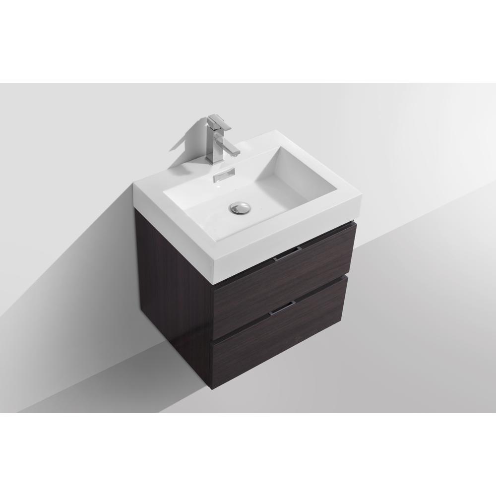 Bliss 24" High Gloss Gray Oak Wall Mount Modern Bathroom Vanity. Picture 4