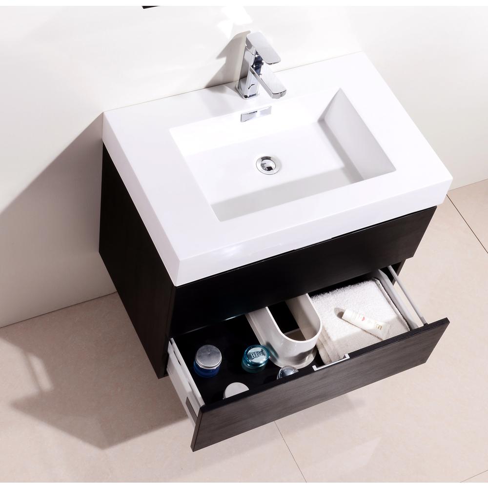 Bliss 30" Black Wall Mount Modern Bathroom Vanity. Picture 4