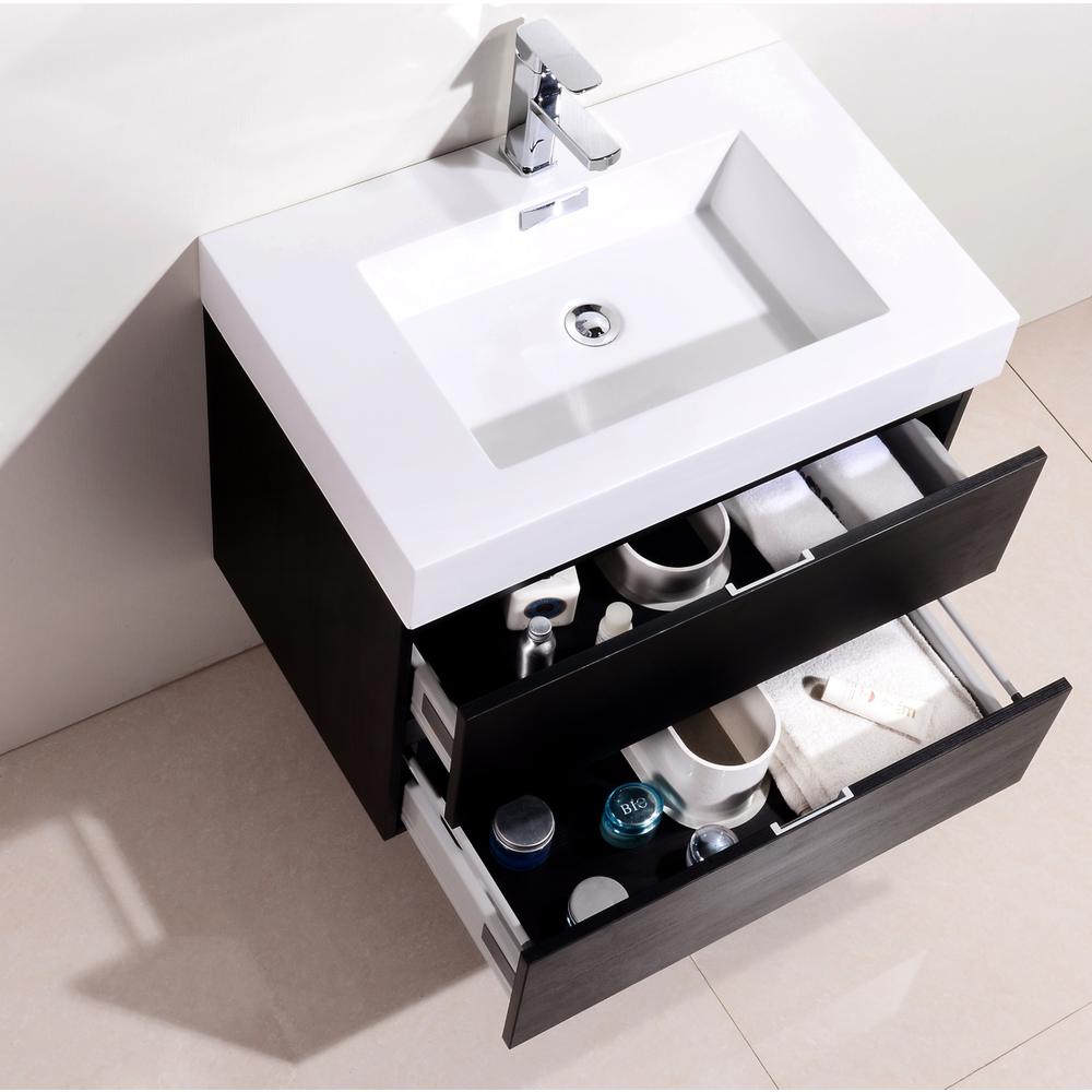 Bliss 30" Black Wall Mount Modern Bathroom Vanity. Picture 5