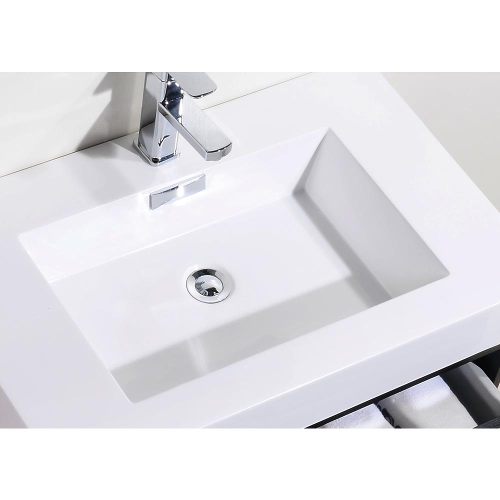 Bliss 30" Black Wall Mount Modern Bathroom Vanity. Picture 6