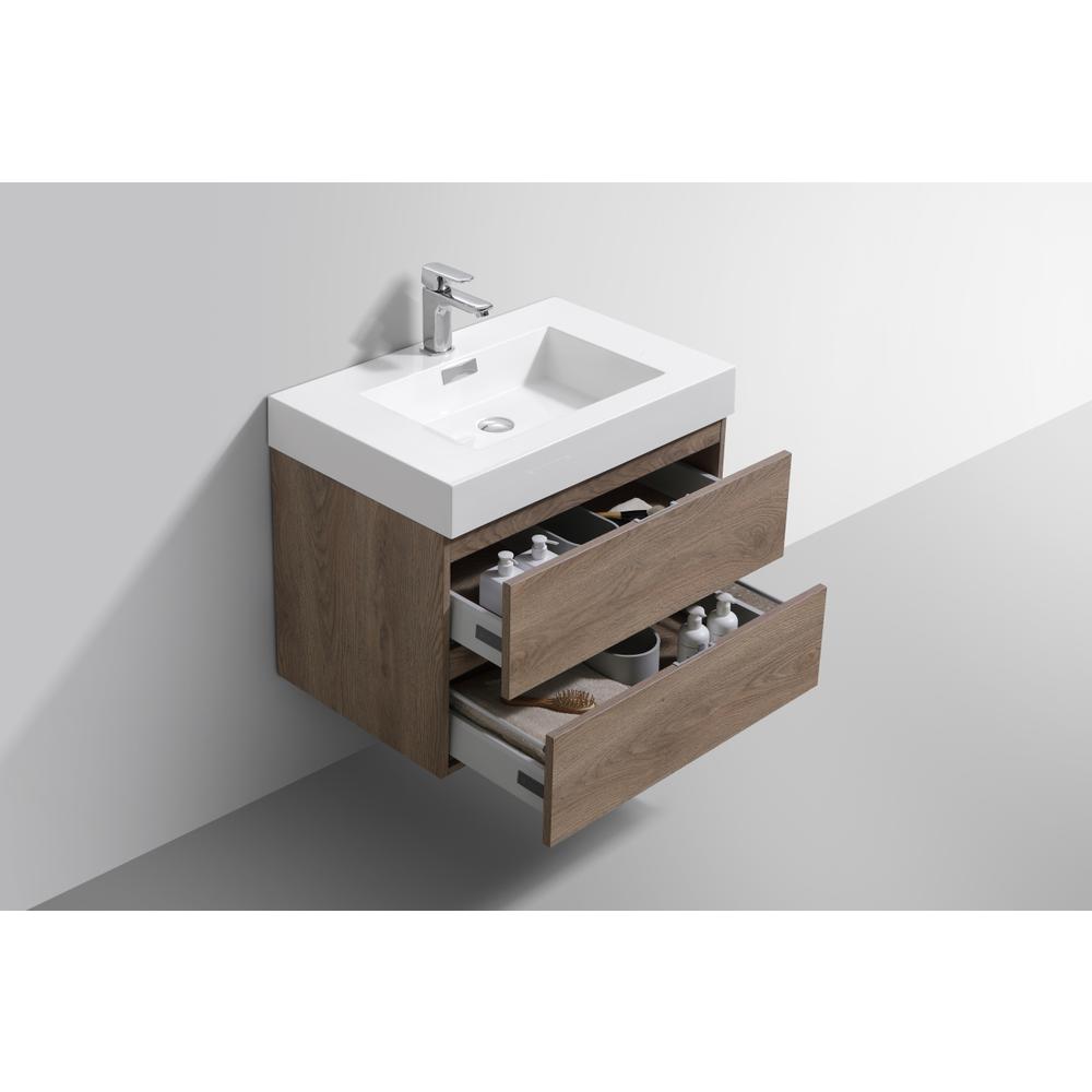 Bliss 30" Butternut Wall Mount Modern Bathroom Vanity. Picture 3