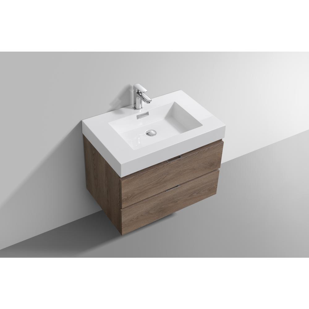 Bliss 30" Butternut Wall Mount Modern Bathroom Vanity. Picture 4