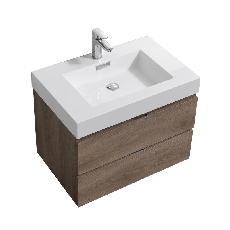 Bliss 30" Butternut Wall Mount Modern Bathroom Vanity. Picture 5