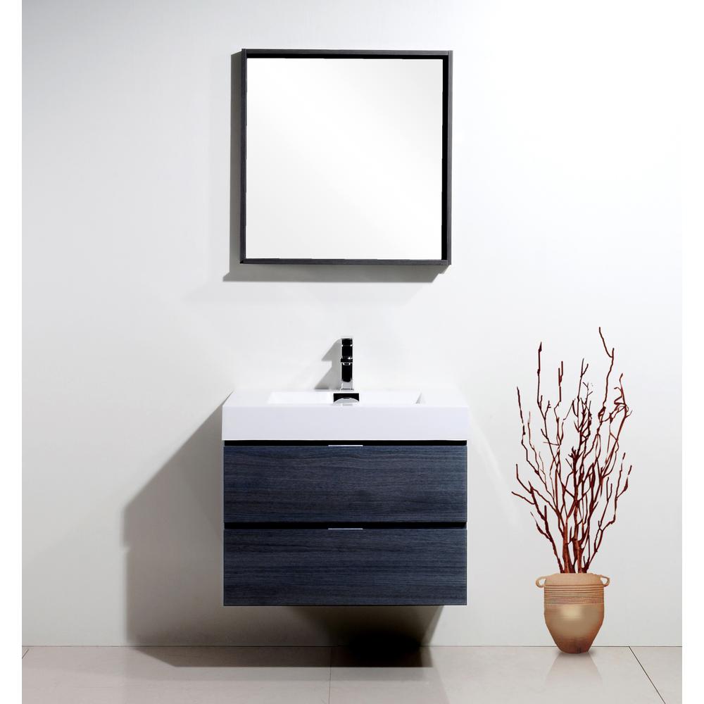 Bliss 30" Gray Oak Wall Mount Modern Bathroom Vanity. Picture 2