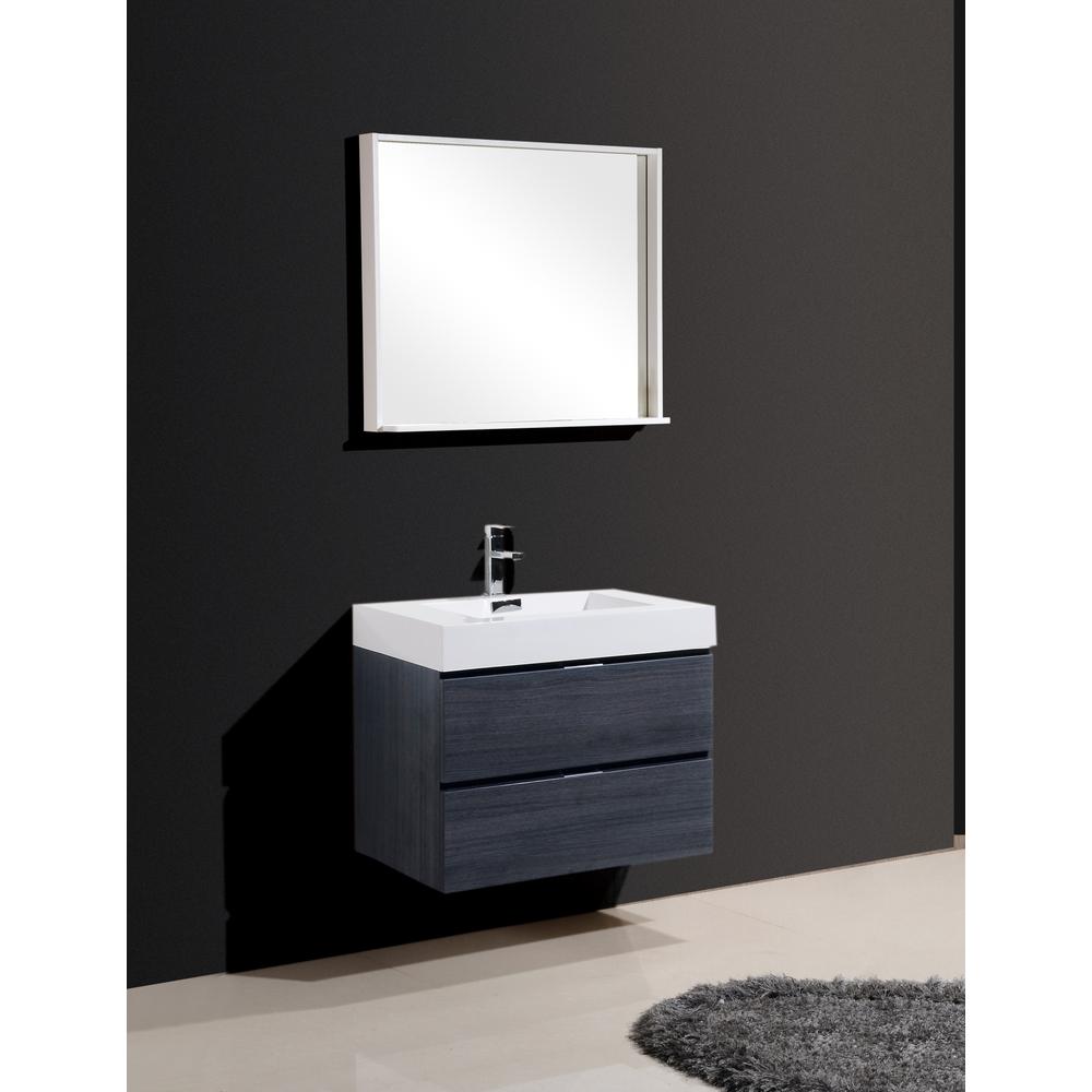 Bliss 30" Gray Oak Wall Mount Modern Bathroom Vanity. Picture 3