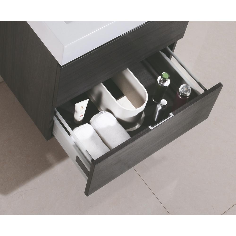 Bliss 30" Gray Oak Wall Mount Modern Bathroom Vanity. Picture 5