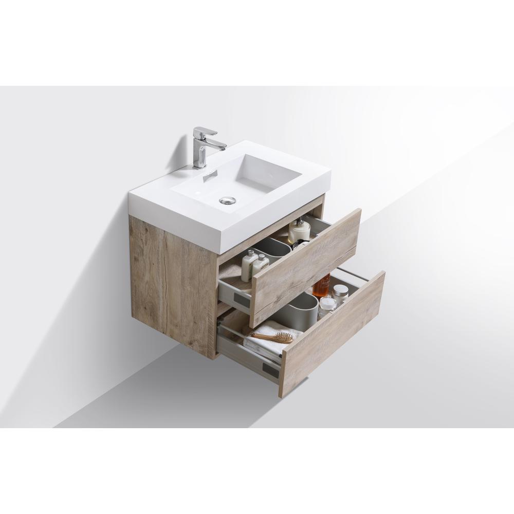 Bliss 30" Nature Wood Wall Mount Modern Bathroom Vanity. Picture 4