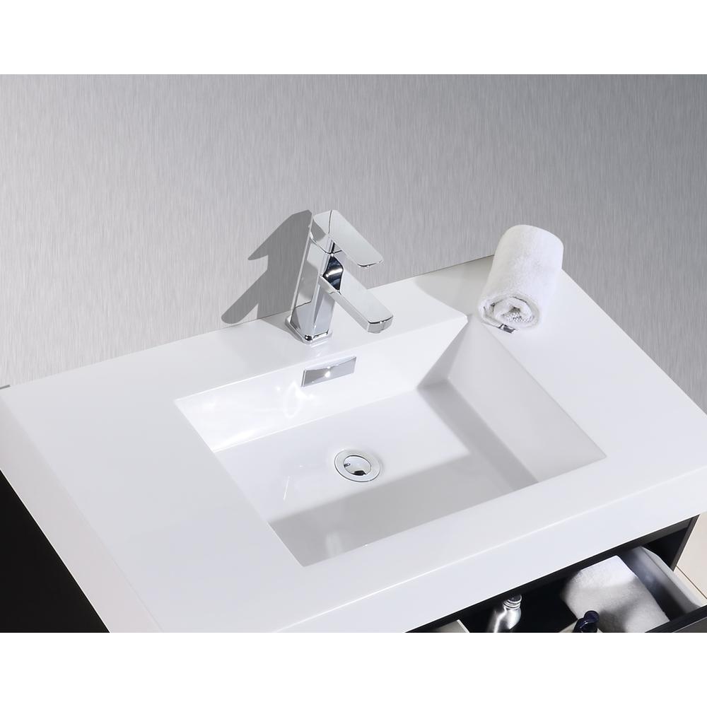 Bliss 36" Black Wall Mount Modern Bathroom Vanity. Picture 5