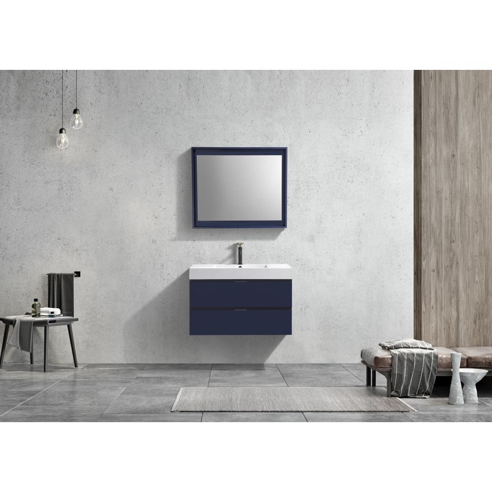 Bliss 36" Blue  Wall Mount Modern Bathroom Vanity. Picture 3