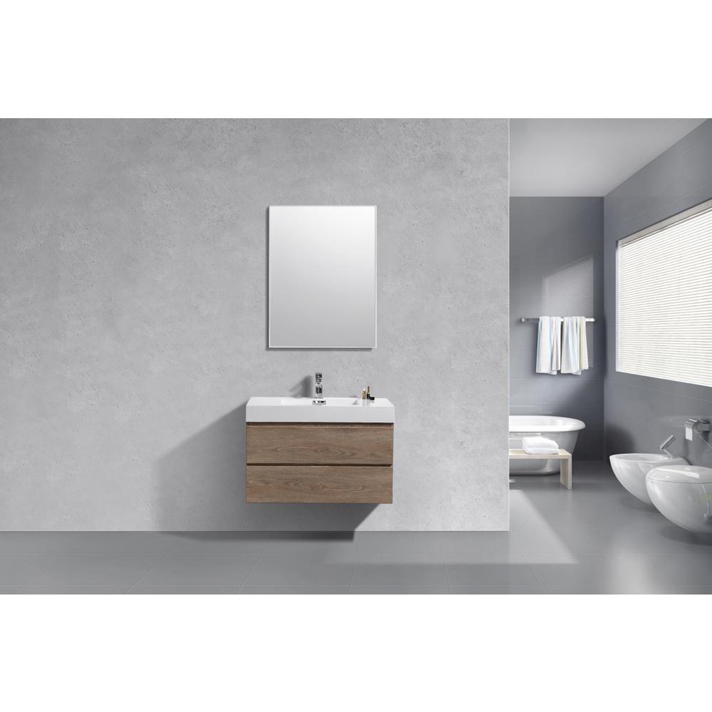 Bliss 36" Butternut Wall Mount Modern Bathroom Vanity. Picture 1