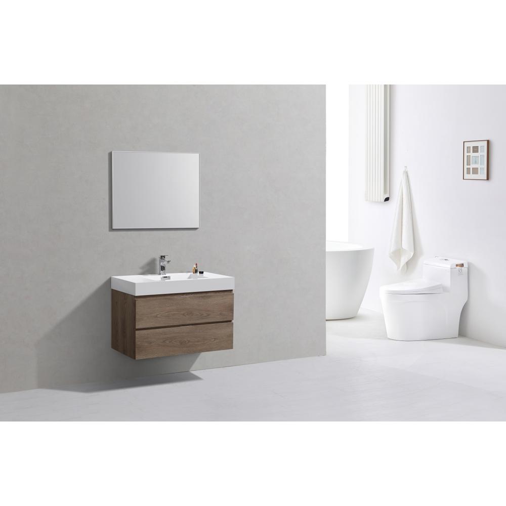 Bliss 36" Butternut Wall Mount Modern Bathroom Vanity. Picture 2