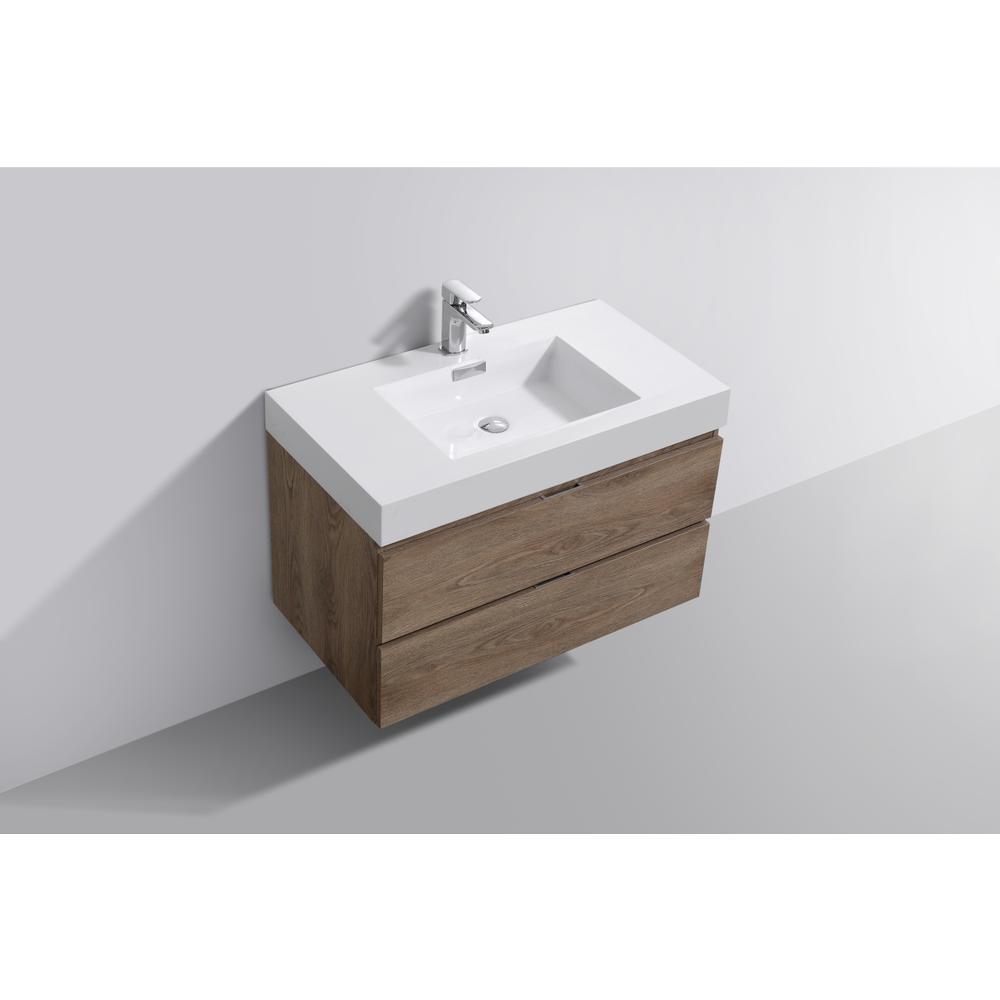 Bliss 36" Butternut Wall Mount Modern Bathroom Vanity. Picture 4