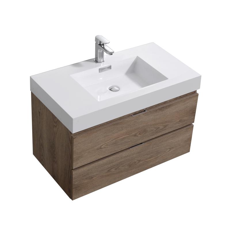 Bliss 36" Butternut Wall Mount Modern Bathroom Vanity. Picture 5