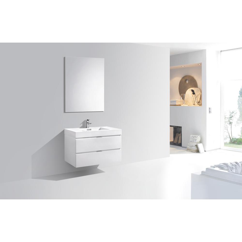 Bliss 36" High Gloss White Wall Mount Modern Bathroom Vanity. Picture 2