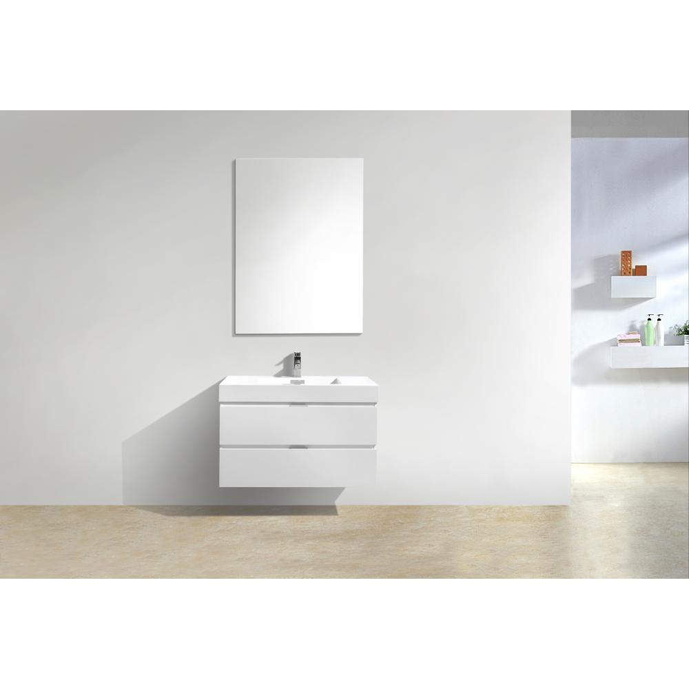Bliss 36" High Gloss White Wall Mount Modern Bathroom Vanity. Picture 3