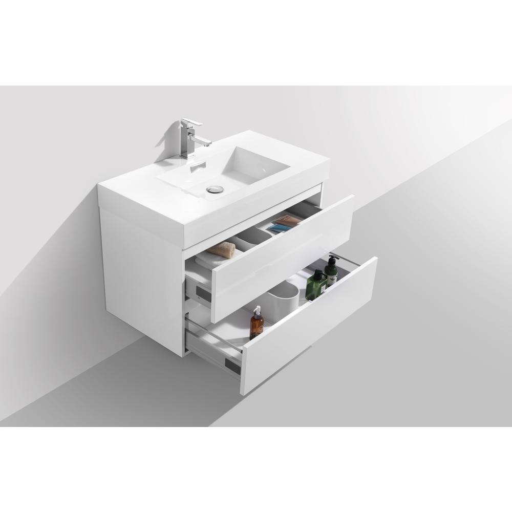 Bliss 36" High Gloss White Wall Mount Modern Bathroom Vanity. Picture 5