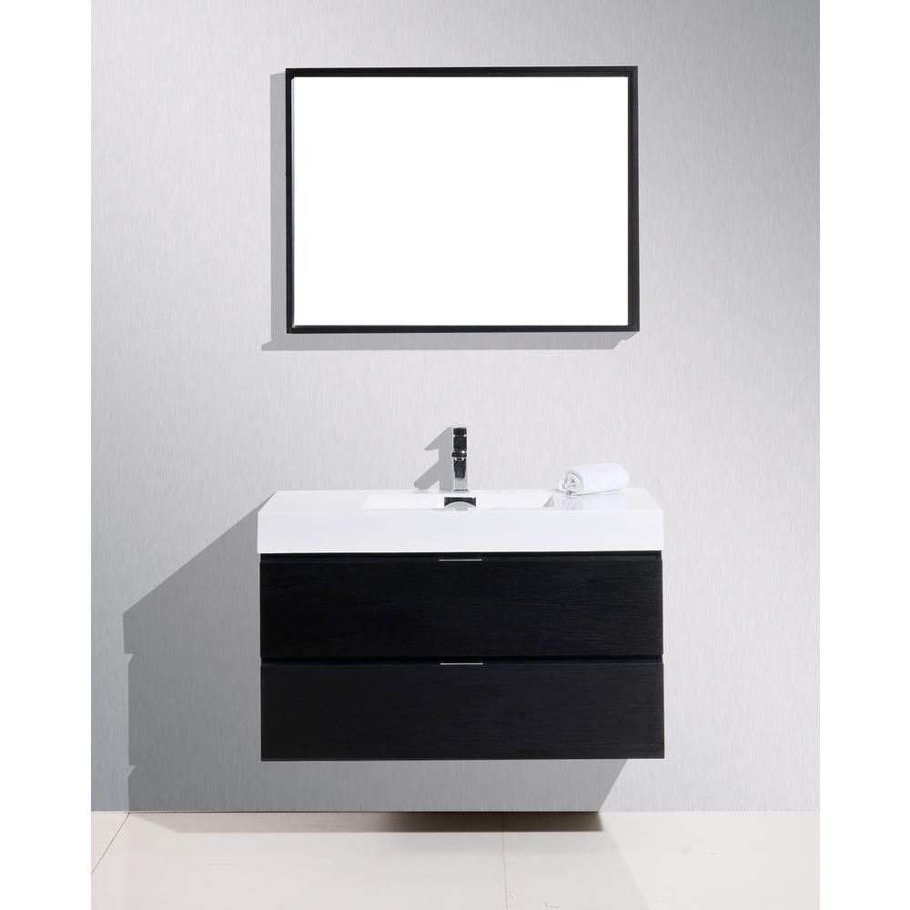 Bliss 40" Black Wall Mount Modern Bathroom Vanity. Picture 3