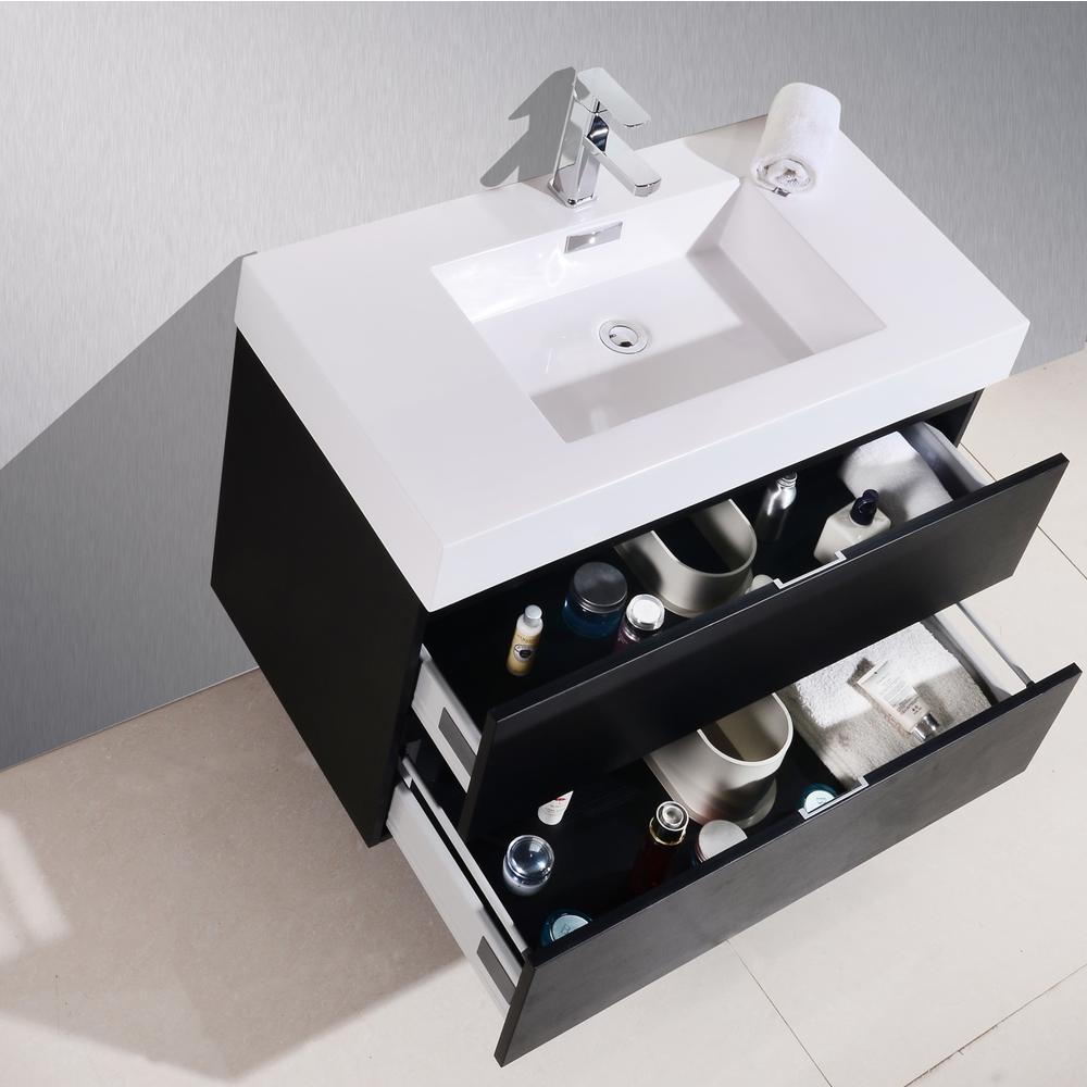 Bliss 40" Black Wall Mount Modern Bathroom Vanity. Picture 4