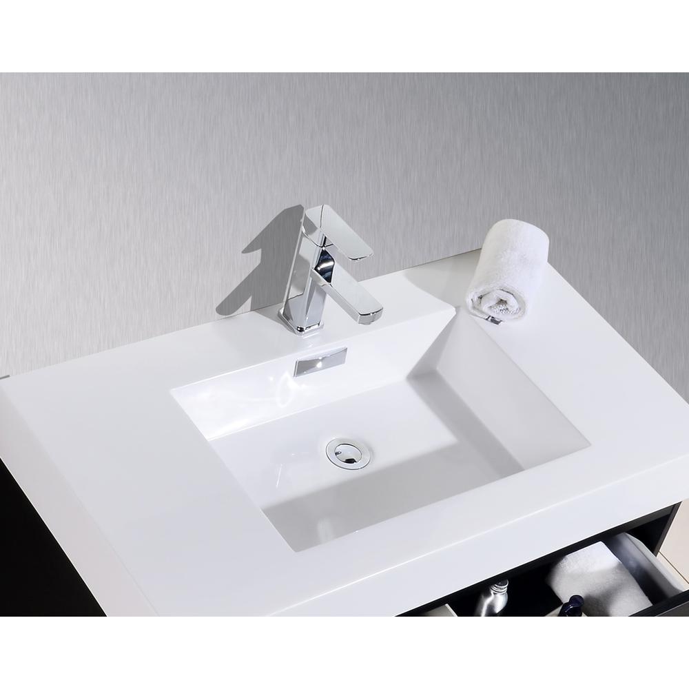 Bliss 40" Black Wall Mount Modern Bathroom Vanity. Picture 5