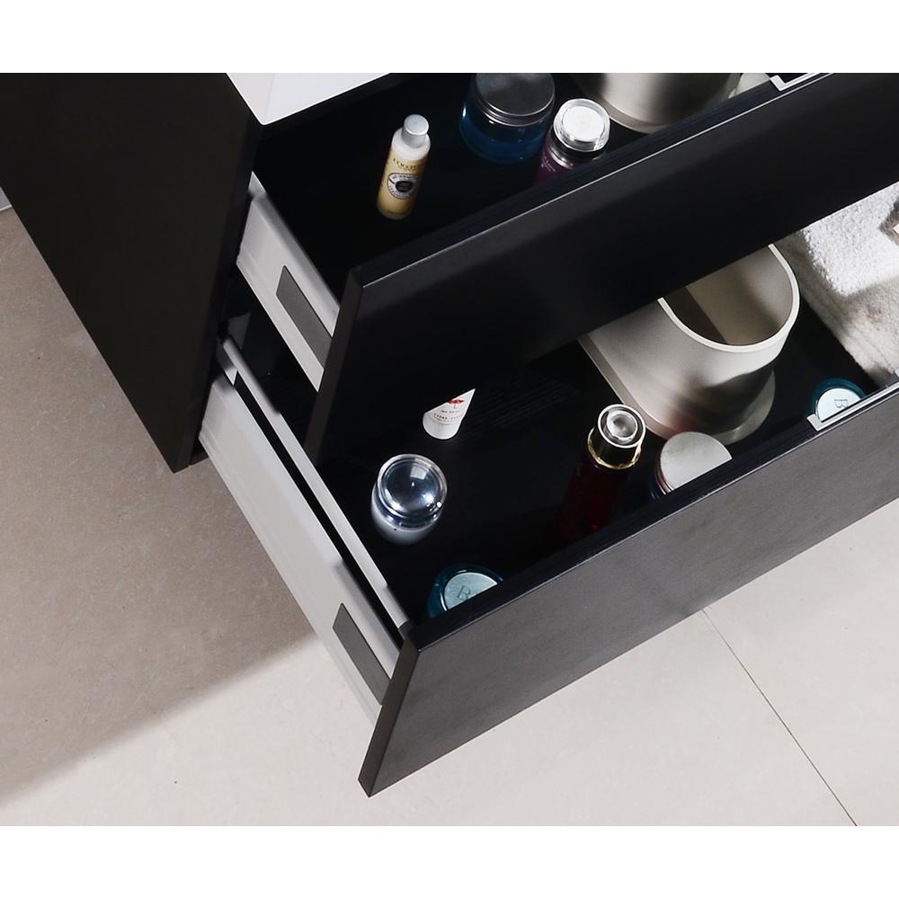 Bliss 40" Black Wall Mount Modern Bathroom Vanity. Picture 6