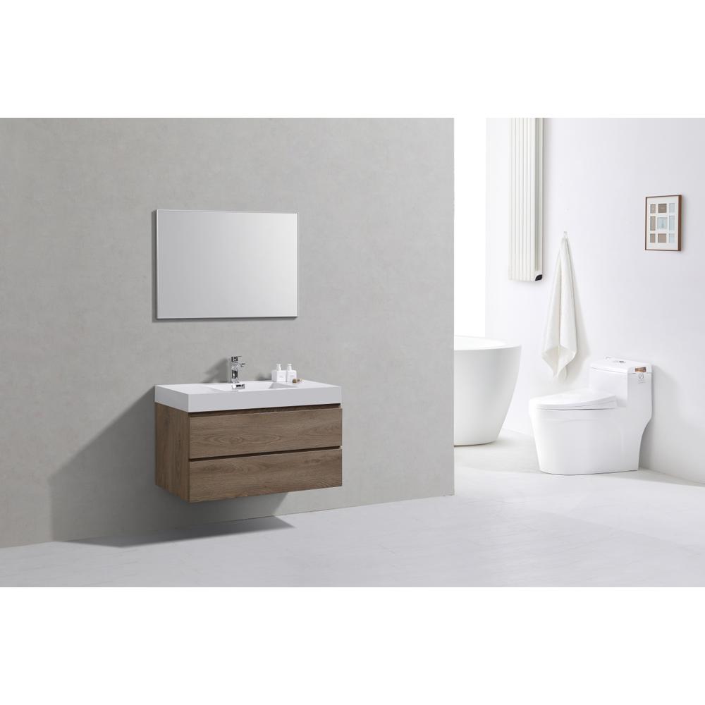 Bliss 40" Butternut Wall Mount Modern Bathroom Vanity. Picture 2