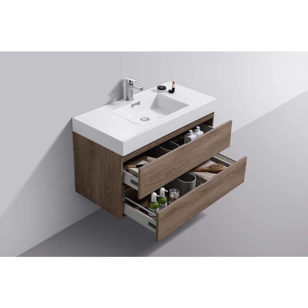 Bliss 40" Butternut Wall Mount Modern Bathroom Vanity. Picture 3